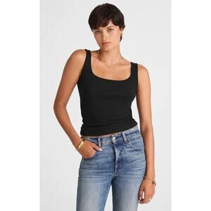 Madewell | NWT Scoopneck Tank Black Soft Stretch Sleeveless Top | Sz S/M